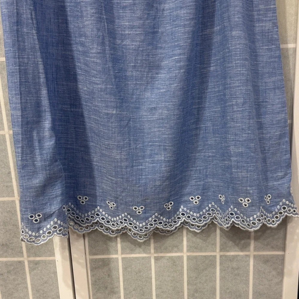 NWT J. Crew Eyelet Blue Wash Beach Dress Size Medium